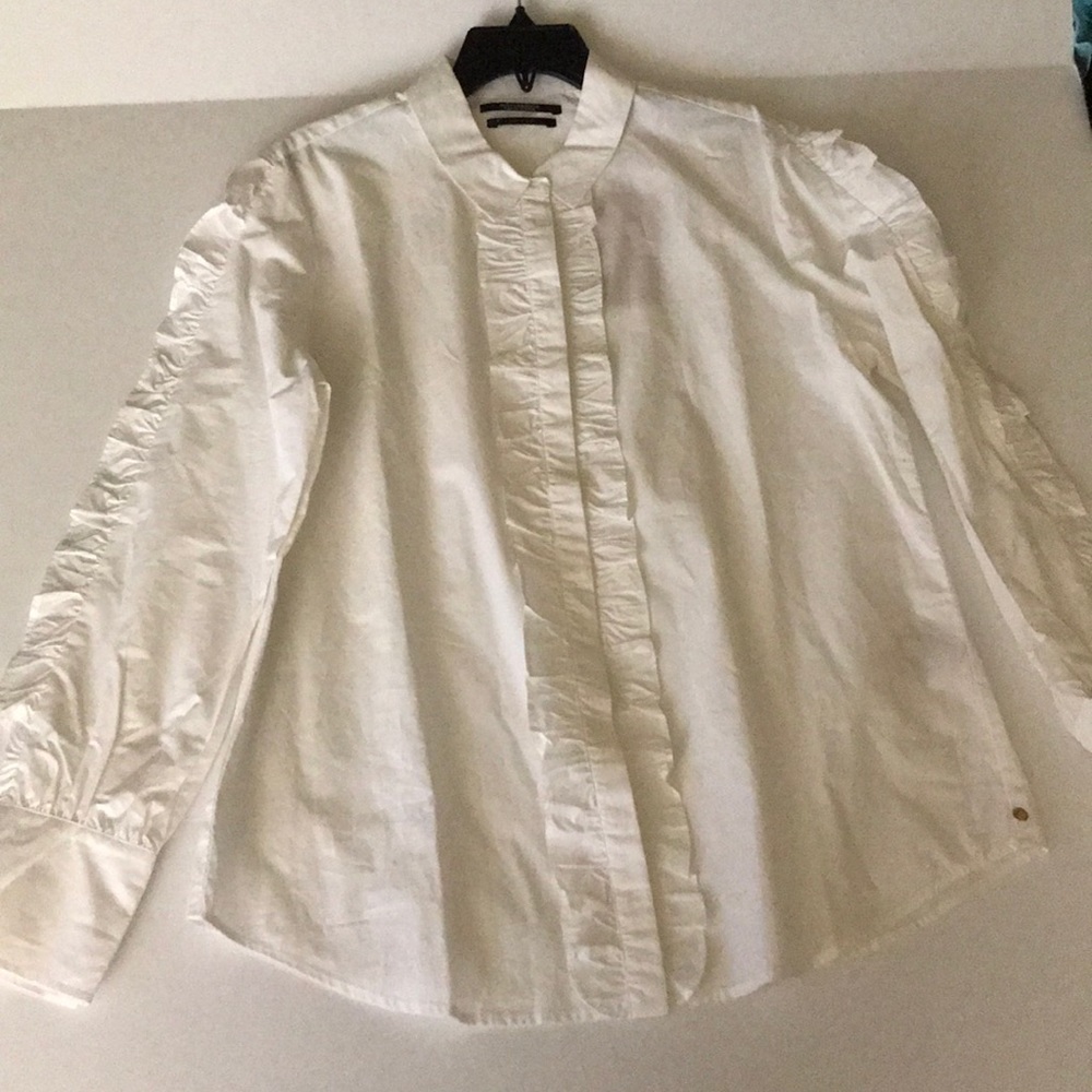 Scotch & Soda Ruffle Button Down White Shirt XL - Picture 5 of 8